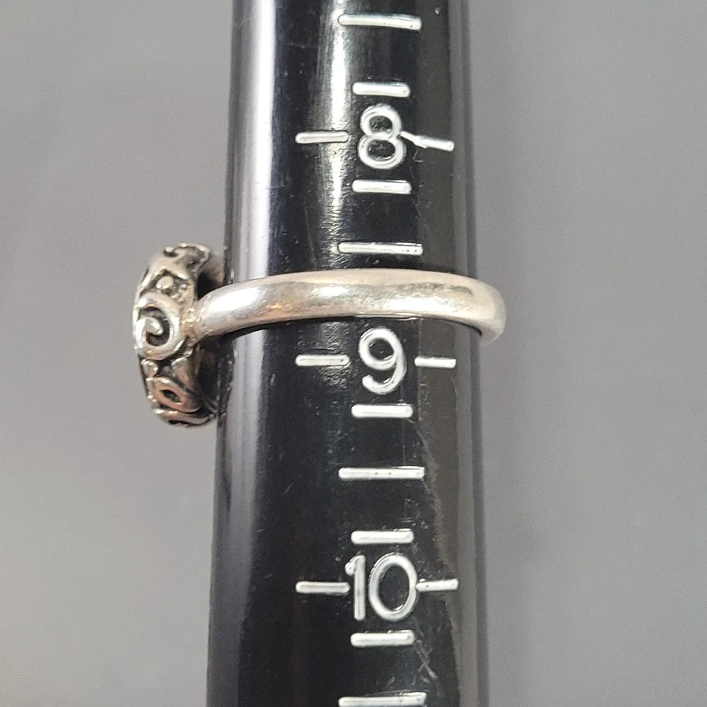 Silpada Sterling Silver Smoky Quartz Ring Womens Size 8.75 Scroll Bezel Jewelry